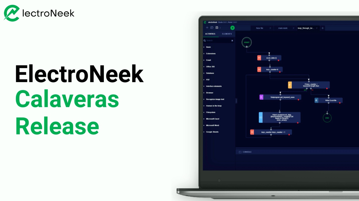 ElectroNeek 3.0 Calaveras Release Brings Automation Closer to Business Users