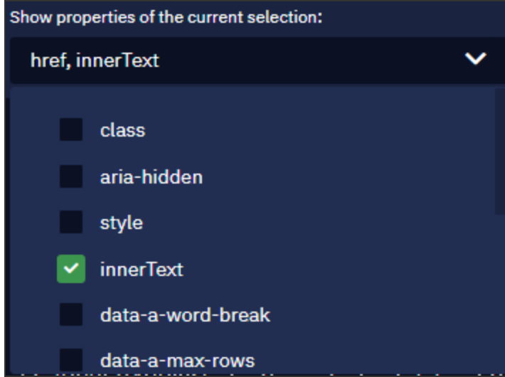 Selecting a new attribute - <innerText>
