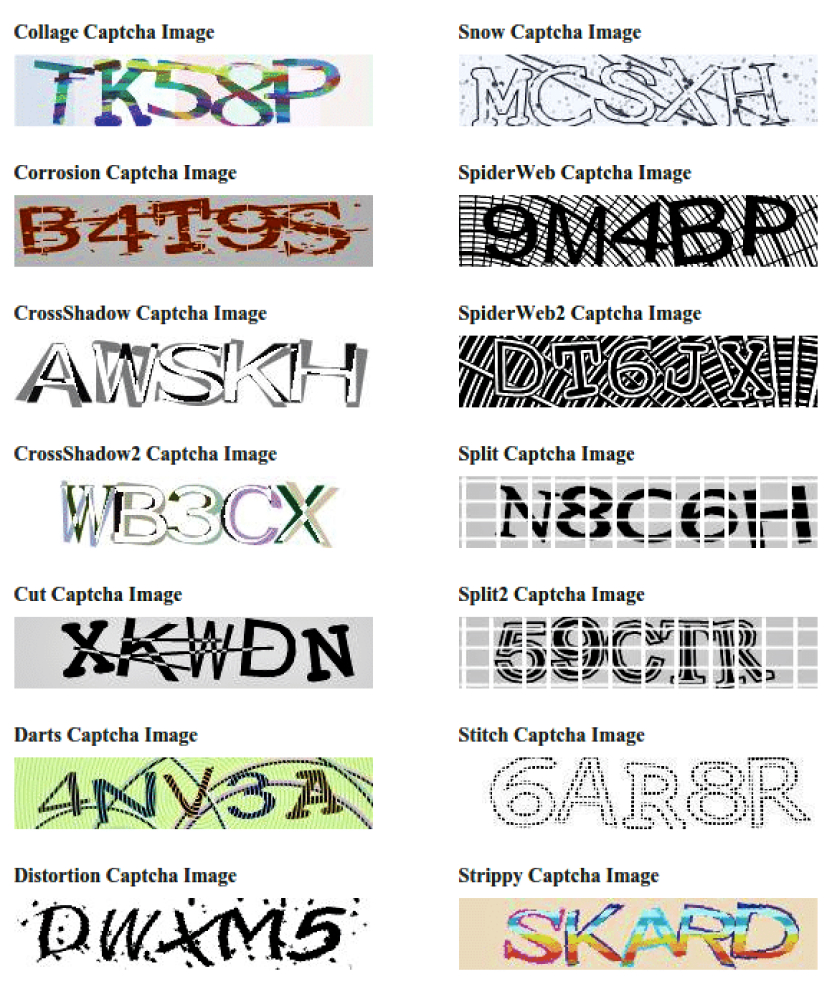Some examples of text captchas
