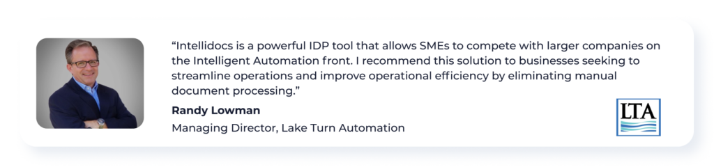 IntelliDocs review and portrait from Randy Lowman, Lake Turn Automation.